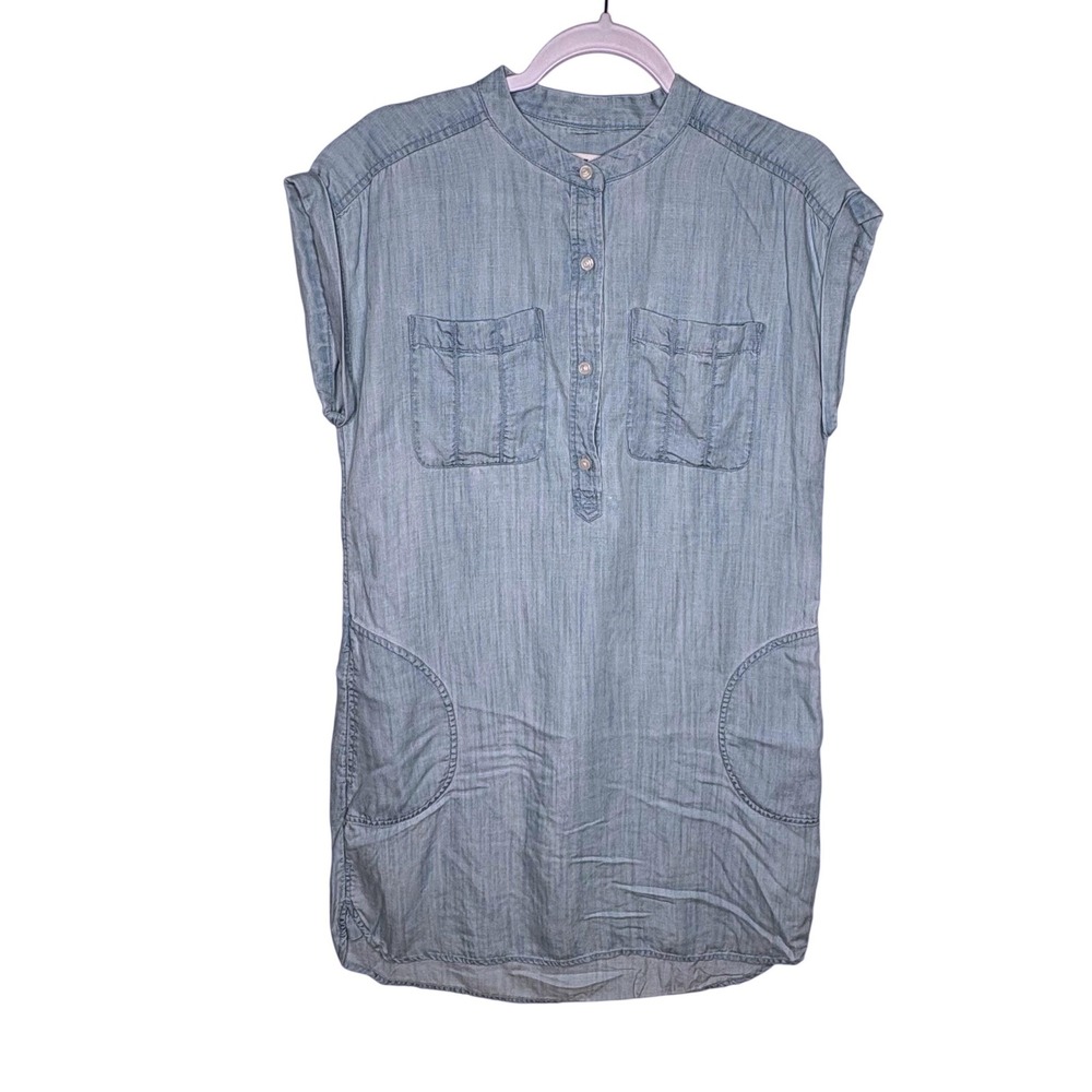 Vineyard Vines Chambray Utility Popover Shirt‎ Dress Blue Tencel Minimalist 8